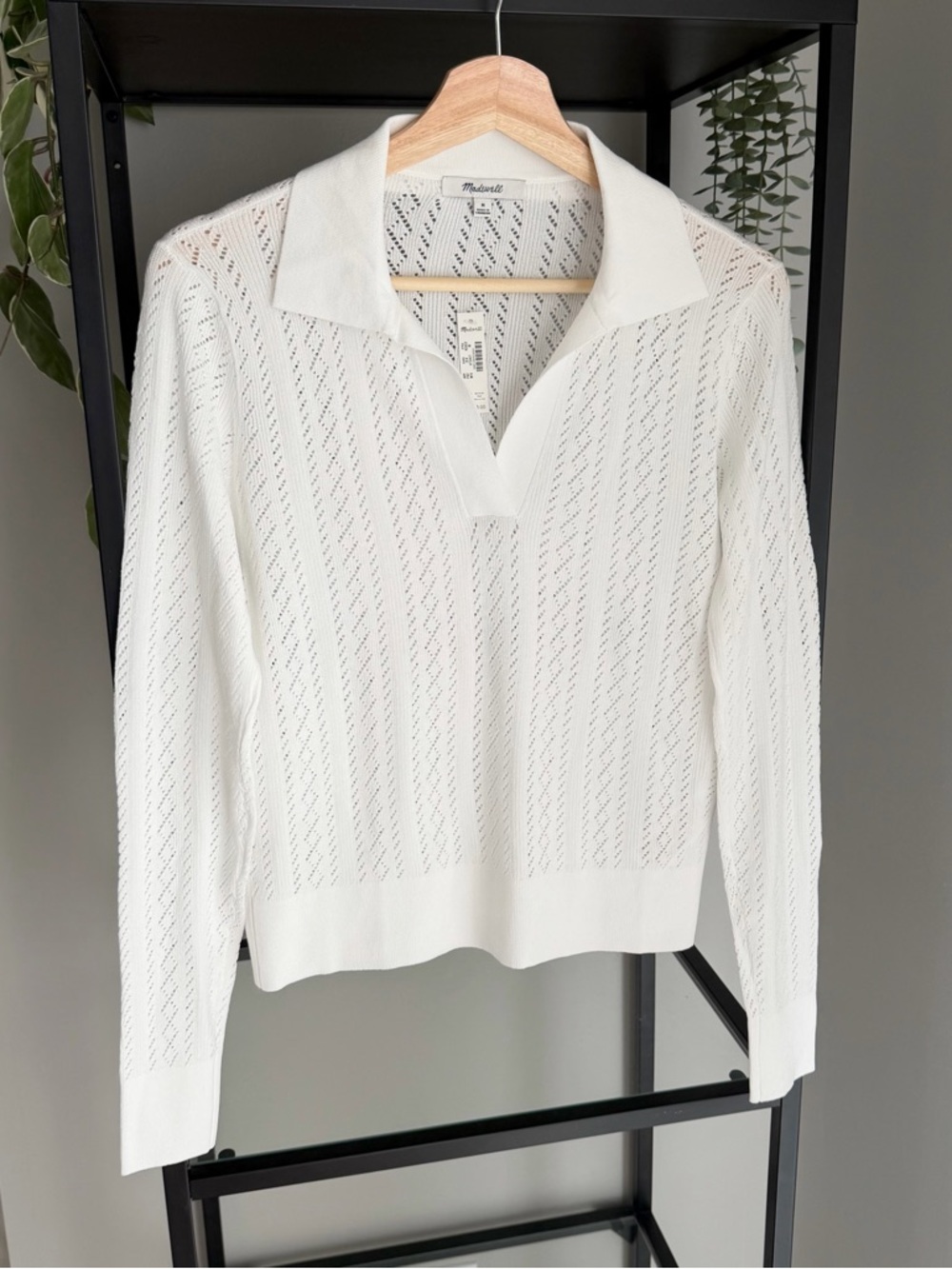 NWT Madewell Pointelle Stitch Polo Sweater